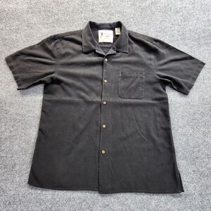 Vintage Silk Circa 1969 100% Silk Mens Button Up Shirt Black Size XLarge